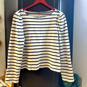 Striped Long Sleeve Top - Navy and White